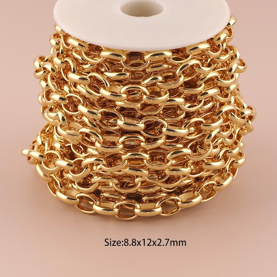 3.28 Feet 18K Gold Rolo Chain,Special Chain,Semi-Finished Chain for DIY Jewelry Making Supply