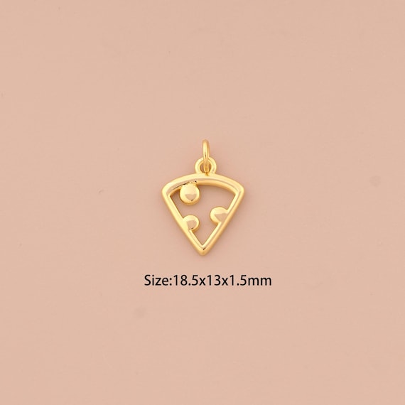 18K Gold Pizza Charms,Gourmet Charms Pendants,Pizza Charm for DIY Jewelry Making Supply
