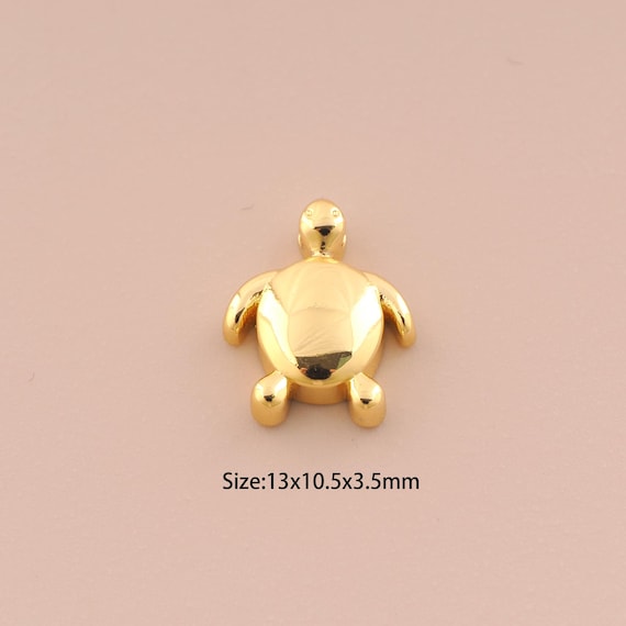 18K Gold Turtle Charms,Turtle Charms Pendants,Turtle Charm for DIY Jewelry Making Supply