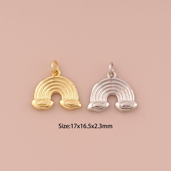 18K Gold Rainbow Charms,Minimalist Charms Pendants,Rainbow Charm for DIY Jewelry Making Supply