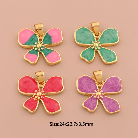 18K Gold Filled Windmill Pendant,Enamel Windmill Charm,Windmill Charm, DIY Jewelry Supplies