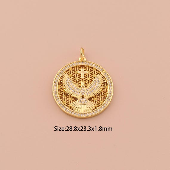 18K Gold Bald Eagle Charms,Minimalist charms Pendants,Bald Eagle Charm for DIY Jewelry Making Supply
