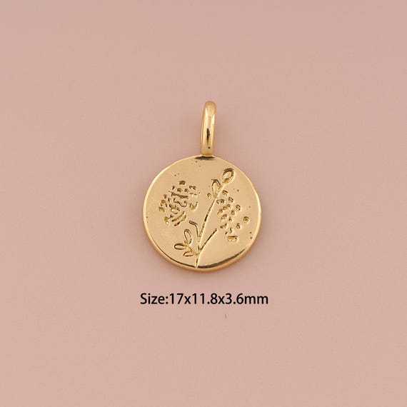 18K Gold Flower Charms,Minimalist Charms Pendants,Flower Charm for DIY Jewelry Making Supply