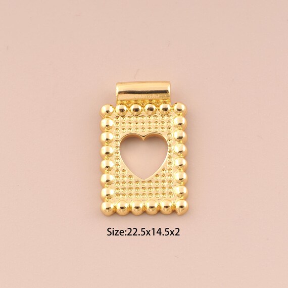 18K Gold Heart Charms,Square Charms Pendants,Heart Charm for DIY Jewelry Making Supply