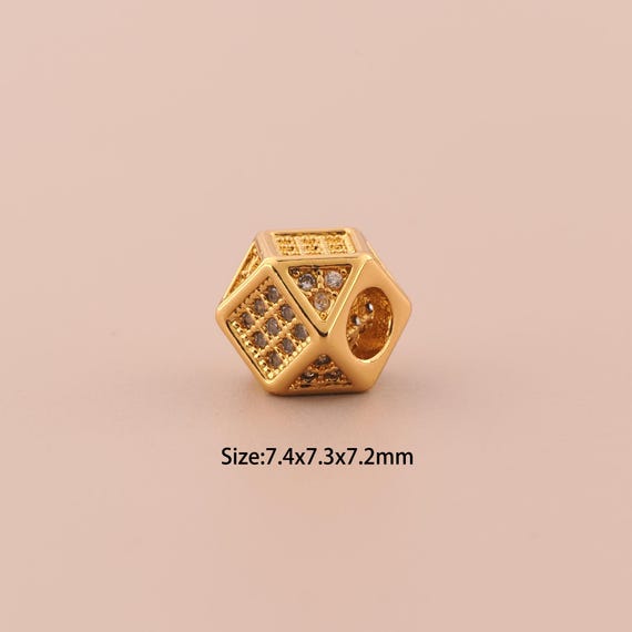 Square Spacer Beads 18K Gold Large Hole Spacer Bead,Triangle Bead,DIY Jewelry Making Supply