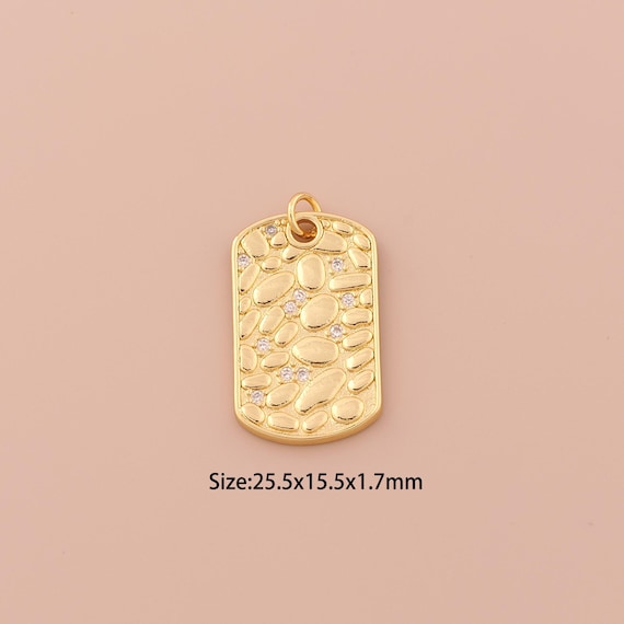 18K Gold Hangtag Charms,CZ Pave Minimalist Charms Pendants,Hangtag Charm for DIY Jewelry Making Supply