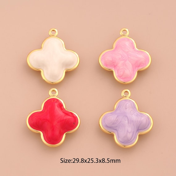 18K Gold Flower Charms,Enamel Flower Charms Pendants,Flower Charm for DIY Jewelry Making Supply