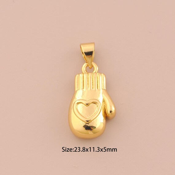 18K Gold Glove Charms,Heart Charms Pendants,Glove Charm for DIY Jewelry Making Supply