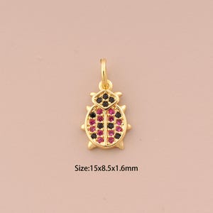 18K Gold Insect Charms,CZ Pave Insect Charms Pendants,Insect Charm for DIY Jewelry Making Supply