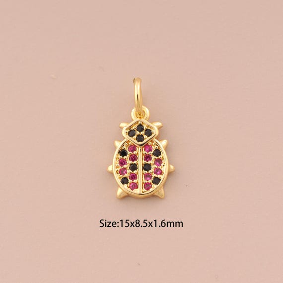 18K Gold Insect Charms,CZ Pave Insect Charms Pendants,Insect Charm for DIY Jewelry Making Supply