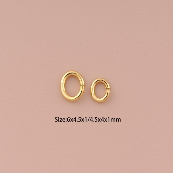 50 pcs 18K Gold Open Jump Rings,Oval Jump Rings,Gold Jump Rings for DIY Jewelry Making Supply