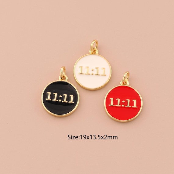 18K Gold Digital Charms,Enamel Minimalist Charms Pendants,Time Charm for DIY Jewelry Making Supply