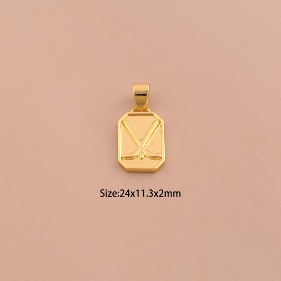 18K Gold Field Hockey Charms,Sports Charms Pendants,Field Hockey Charm for DIY Jewelry Making Supply