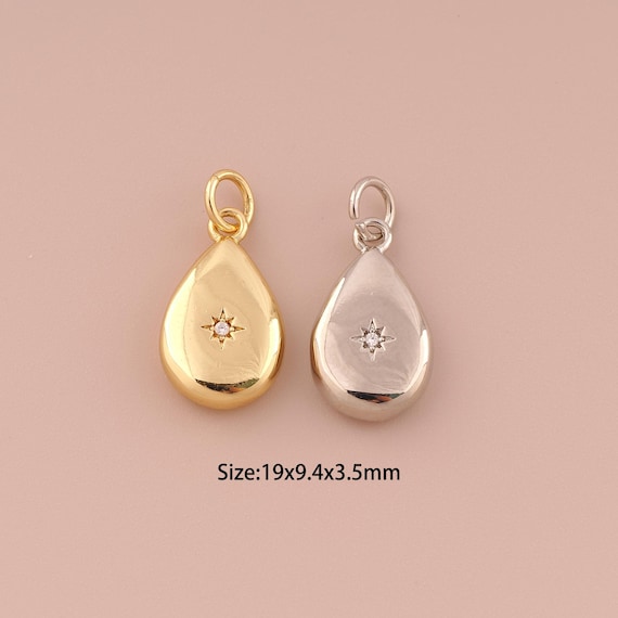 18K Gold Water Drop Charms,Minimalist Charms Pendants,Star Charm for DIY Jewelry Making Supply