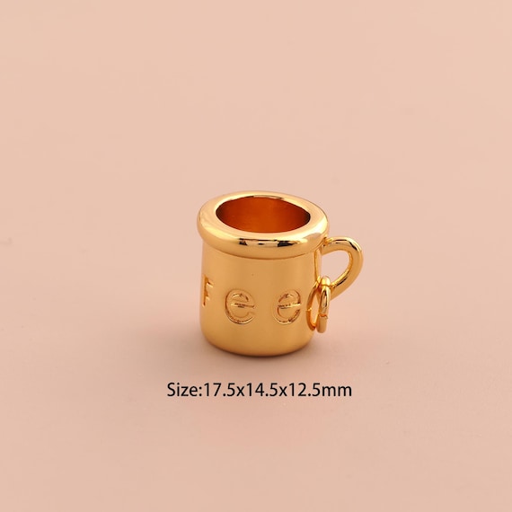 18K Gold Coffee Cup Charms,Coffee Charms Pendants,Cup Charm for DIY Jewelry Making Supply