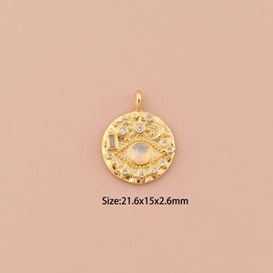 18K Gold Evil Eye Charms,CZ Pave Minimalist Charms Pendants,Sun Charm for DIY Jewelry Making Supply