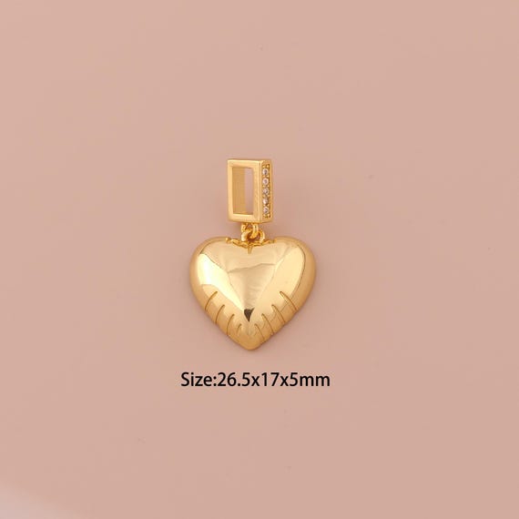 18K Gold Heart Charms,Minimalist Charms Pendants,Heart Charm for DIY Jewelry Making Supply