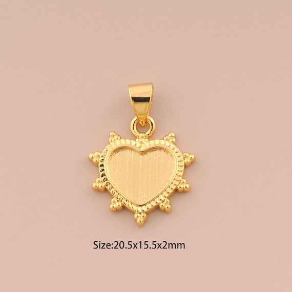 18K Gold Heart Charms,Heart Charms Pendants,Minimalist Charm for DIY Jewelry Making Supply