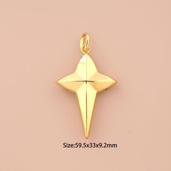 18K Gold Cross Star Charms,Cross Star Charms Pendants,Cross Star Charm for DIY Jewelry Making Supply