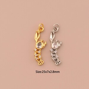 18K Gold Lobster Charms,CZ Pave Minimalist Charms Pendants,Lobster Charm for DIY Jewelry Making Supply
