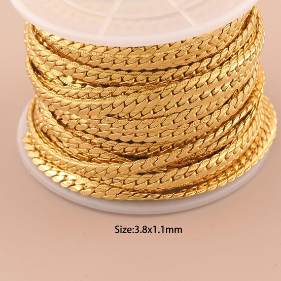 3.28 Feet 18K Gold Curb Chain,Special Chain,Semi-Finished Chain for DIY Jewelry Making Supply