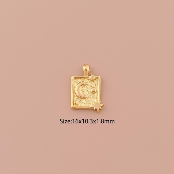 18K Gold Moon Charms,Minimalist Charms Pendants,Star Charm for DIY Jewelry Making Supply
