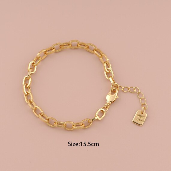 1 Str 18K Gold Cable Bracelet,Minimalist Bracelet,GOOD LUCK Bracelet,Gift for Her