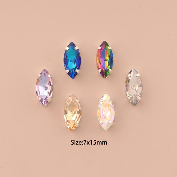 Navette Crystal Beads,Stones in Metal Setting,Austrian Crystal,Made in Austria for DIY Jewelry Making Supply