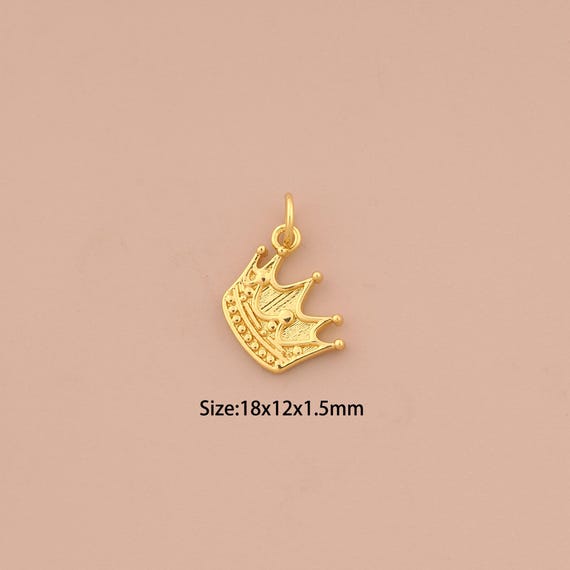18K Gold Crown Charms,King Crown Charms Pendants,Crown Charm for DIY Jewelry Making Supply