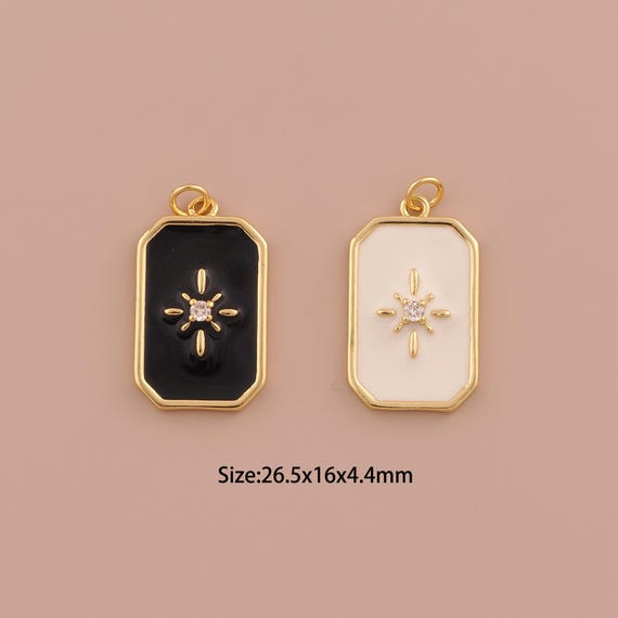 18K Gold Polaris Charms,Enamel Minimalist Charms Pendants,Polaris Charm for DIY Jewelry Making Supply