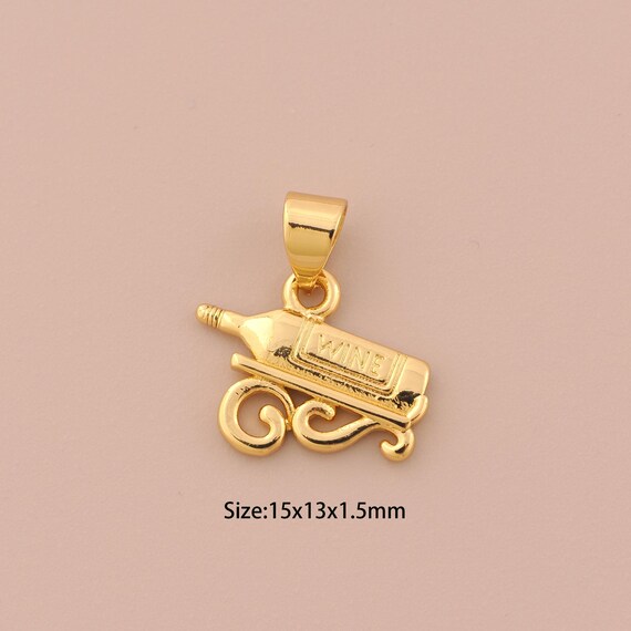 18K Gold Wine Charms,Wine Charms Pendants,Wine Charm for DIY Jewelry Making Supply