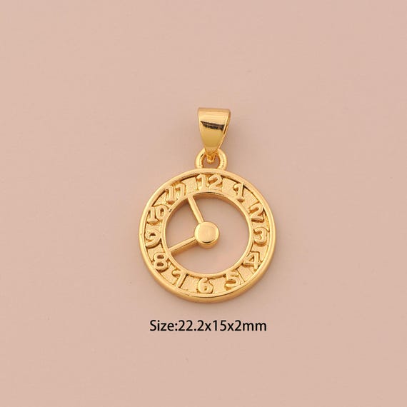 18K Gold Clock Charms,Clock Charms Pendants,Clock Charm for DIY Jewelry Making Supply