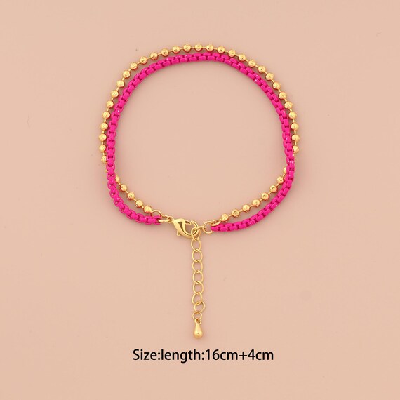 1 Str 18K Gold Box Bracelet,Beads Bracelet,Gift for Her