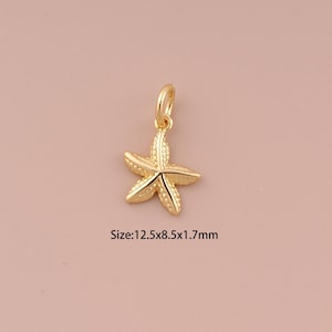 18K Gold Starfish Charms,Minimalist Charms Pendants,Starfish Charm for DIY Jewelry Making Supply
