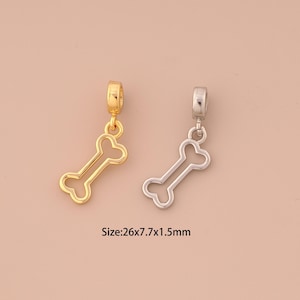 18K Gold Bone Charms,Bone Charms Pendants,Bone Charm for DIY Jewelry Making Supply