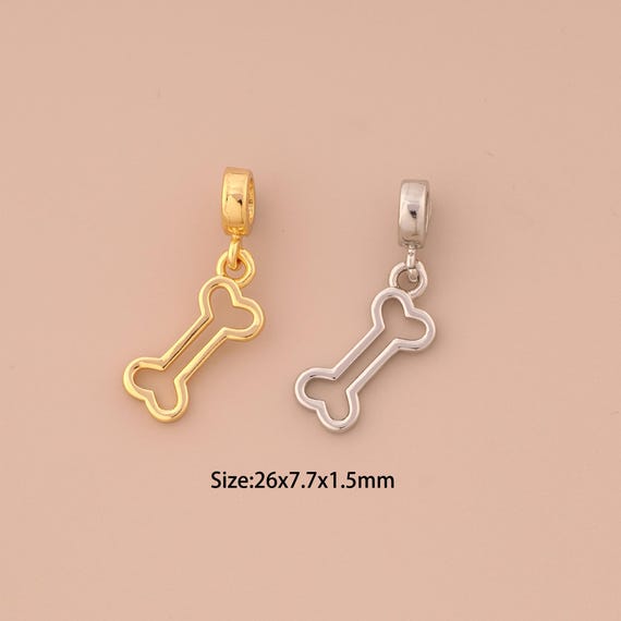 18K Gold Bone Charms,Bone Charms Pendants,Bone Charm for DIY Jewelry Making Supply