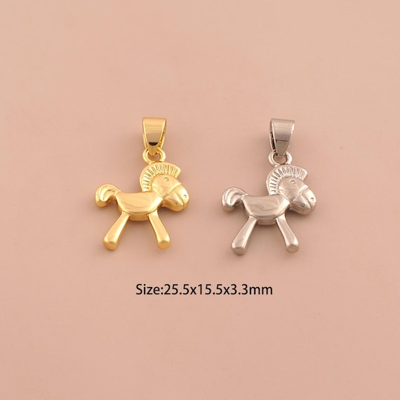 18K Gold Horse Charms,Animal Charms Pendants,Horse Charm for DIY Jewelry Making Supply