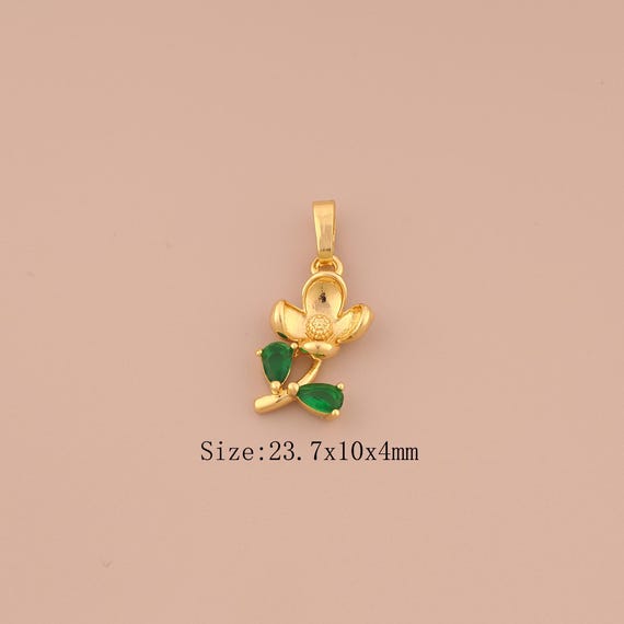 18K Gold Flower Charms,CZ Pave Flower Charms Pendants,Flower Charm for DIY Jewelry Making Supply