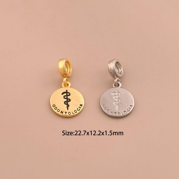 18K Gold Enamel Symbol Charms,Round Charms Pendants,Symbol Charm for DIY Jewelry Making Supply