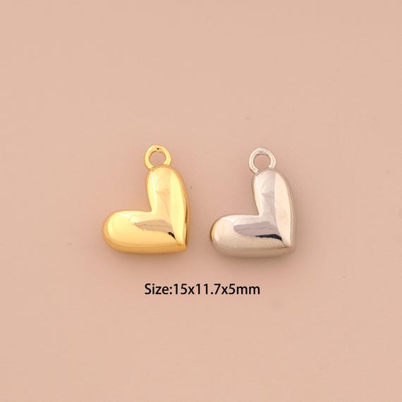 18K Gold Heart Charms,Heart Charms Pendants,Heart Charm for DIY Jewelry Making Supply