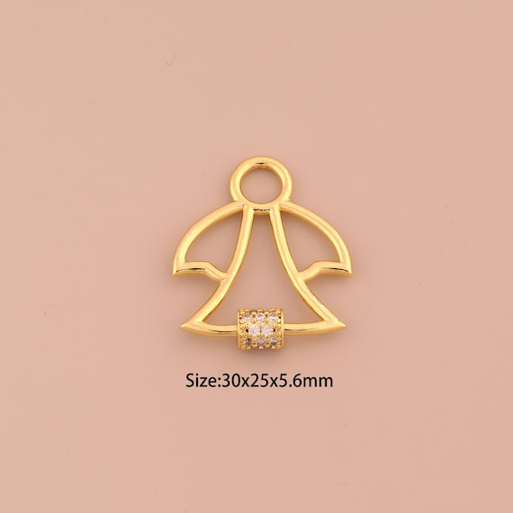 18K Gold Carabiner Clasp,Screw Clasp,CZ Pave Angel Clasp for DIY Jewelry Making Supply