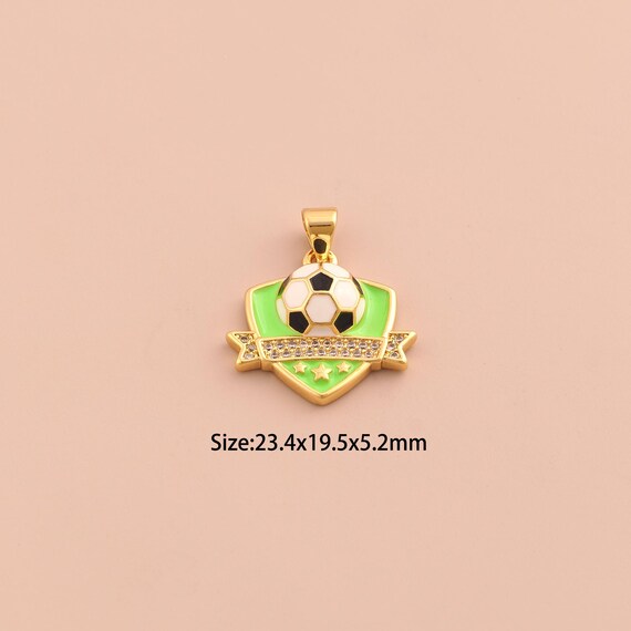 18K Gold Football Team Logo Charms,Enamel Football Charms Pendants,CZ Pave Team Logo Charm for DIY Jewelry Making Supply
