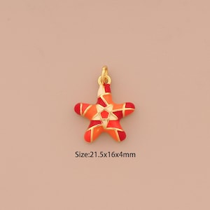 18K Gold Starfish Charms,Enamel Starfish Charms Pendants,Starfish Charm for DIY Jewelry Making Supply