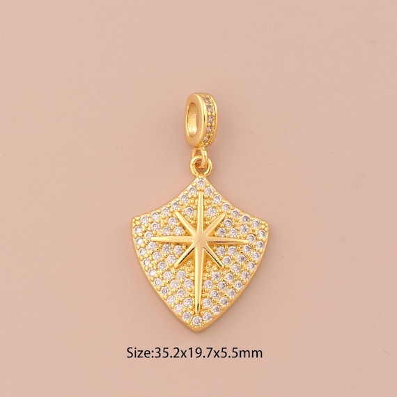 18K Gold Polaris Charms,CZ Pave Polaris Charms Pendants,Polaris Charm for DIY Jewelry Making Supply