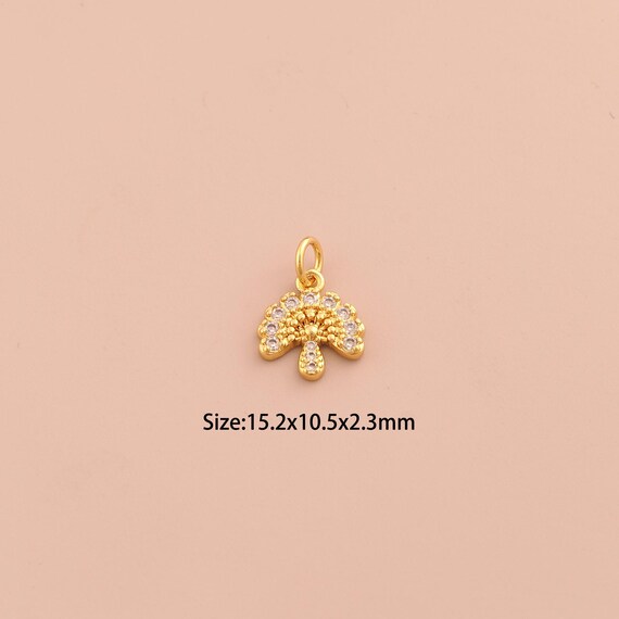 18K Gold Peacock Charms,CZ Pave Animal Charms Pendants,Peacock Charm for DIY Jewelry Making Supply