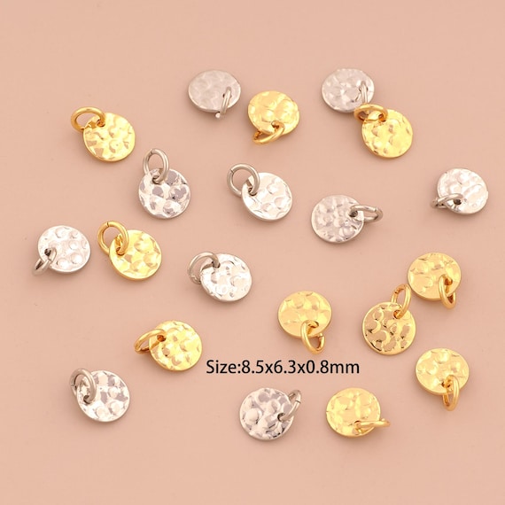 10 pcs 18K Gold Round Charms,Disc Charms Pendants,Coin Charm for DIY Jewelry Making Supply