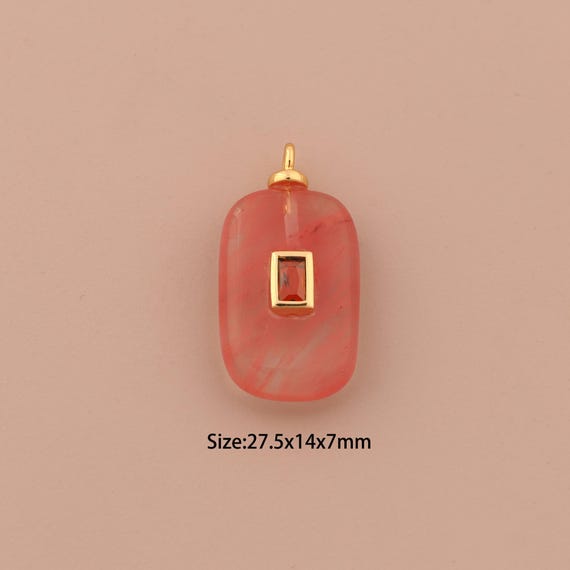18K Gold Energy Stone Charms,Natural Stone Charms Pendants,Stone Charm for DIY Jewelry Making Supply