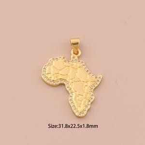 18K Gold Map Charms,CZ Pave Minimalist Charms Pendants,Map Charm for DIY Jewelry Making Supply