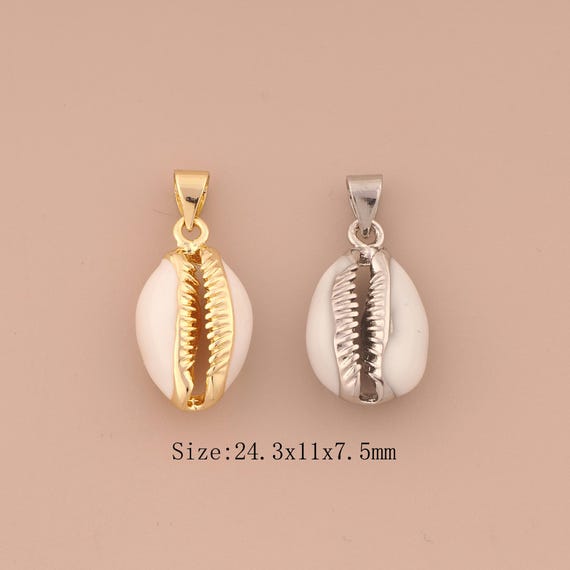 18K Gold Conch Charms,Enamel Conch Charms Pendants,Conch Charm for DIY Jewelry Making Supply