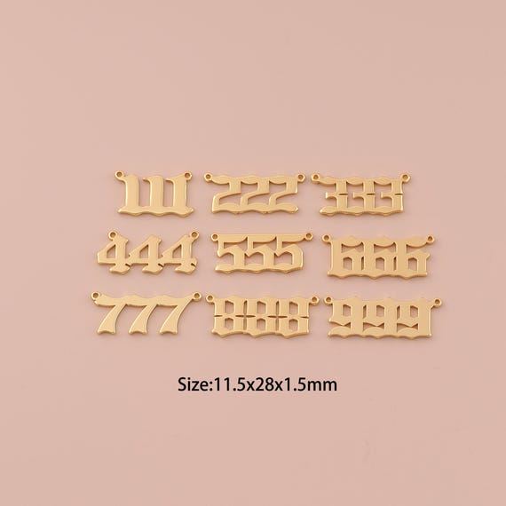 18K Gold Digital Charms,Minimalist Charms Pendants,Digital Charm for DIY Jewelry Making Supply